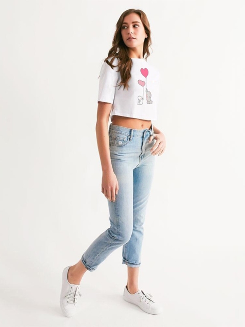 

GRECIILOOKS White Print Boxy Crop Top
