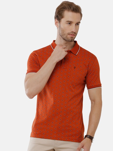 

Classic Polo Men Red Printed Polo Collar Slim Fit T-shirt