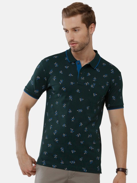 

Classic Polo Men Black Floral Printed Polo Collar Tropical Slim Fit T-shirt