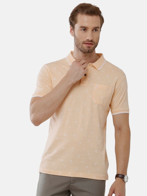 

Classic Polo Men Cream-Coloured Printed Polo Collar Slim Fit T-shirt