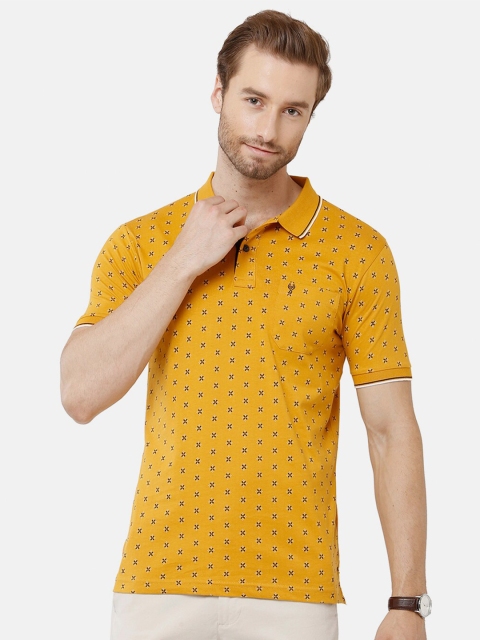 

Classic Polo Men Orange Printed Polo Collar Slim Fit T-shirt