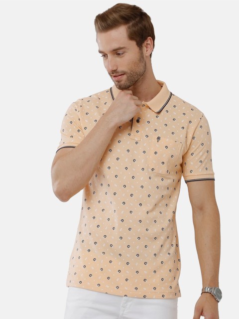 

Classic Polo Men Cream-Coloured Printed Polo Collar Slim Fit T-shirt