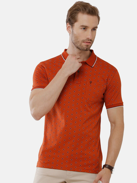 

Classic Polo Men Red Printed Polo Collar Slim Fit T-shirt