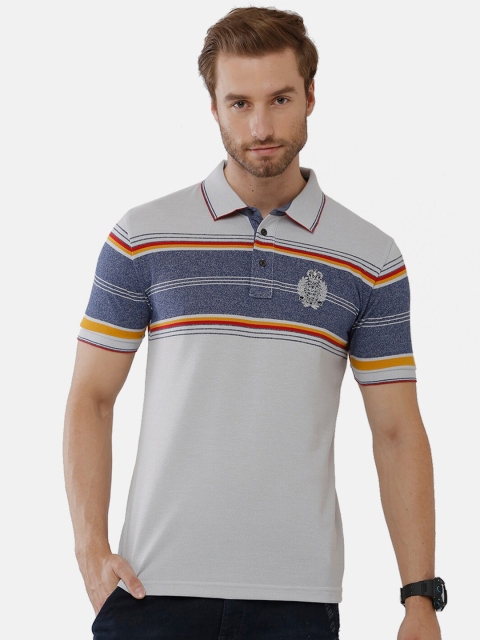 

Classic Polo Men Multicoloured Striped Polo Collar Applique Slim Fit T-shirt, Multi