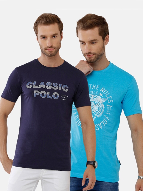 

Classic Polo Men Blue Typography 2 Printed Applique Slim Fit T-shirt