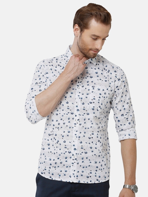 

Classic Polo Men White Classic Slim Fit Floral Printed Casual Shirt