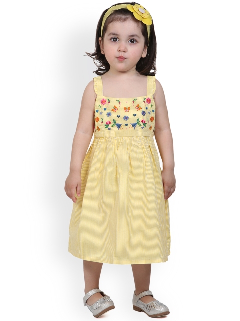 

Beebay Girls Yellow Striped Empire-Line Dress