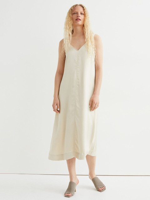 

H&M Women Beige Long Slip Dress