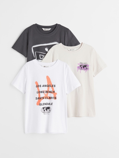 

H&M Boys 3-Pack Cotton Jersey T-shirts, Beige