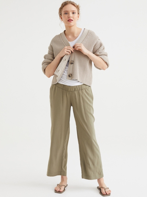 

H&M Khaki Green MAMA Cropped Trousers