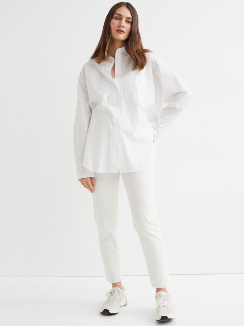 

H&M MAMA White Straight Trousers