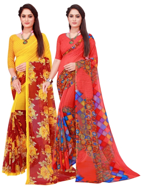 

KALINI Maroon & Black Pure Georgette Saree