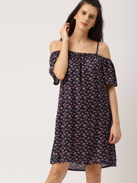 

Ms.Taken by Kriti Sanon Women Navy & Red Printed Shift Dress, Navy blue