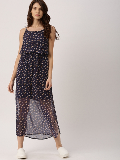 

Ms.Taken Women Navy Blue Printed Midi Dress