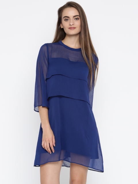 

Ms.Taken Women Blue Solid A-Line Dress