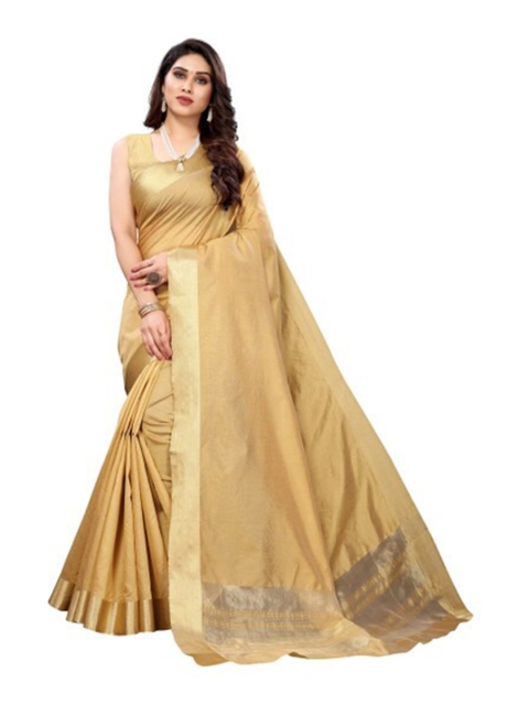 

Yashika Cream-Coloured & Gold-Toned Zari Silk Cotton Ilkal Saree