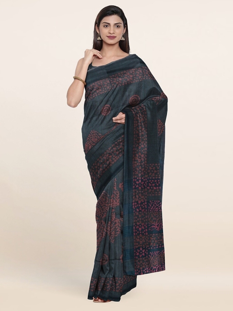 

Pothys Grey Batik Print Jute Cotton Saree