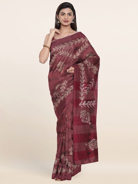 

Pothys Mauve Batik Print Jute Cotton Saree
