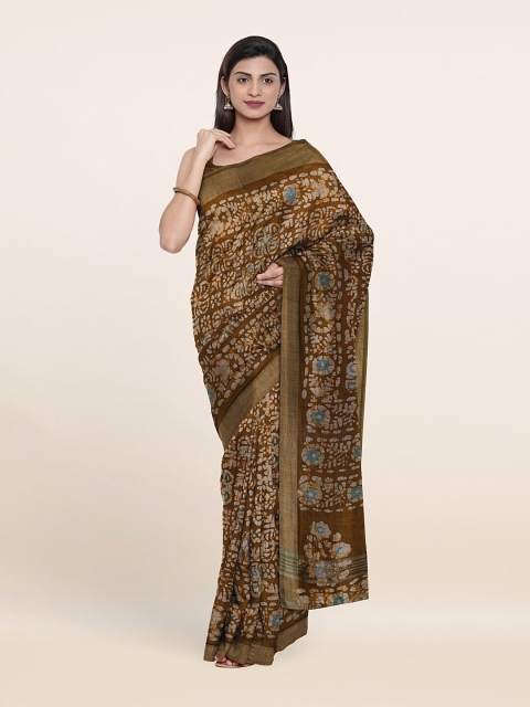 

Pothys Green Batik Print Jute Cotton Saree