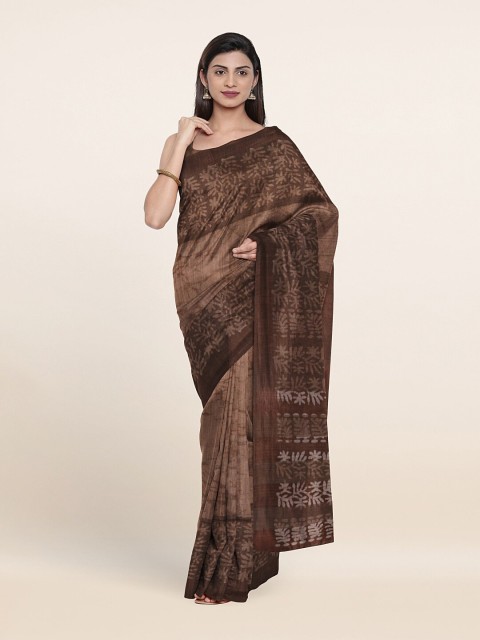 

Pothys Brown Batik Print Jute Cotton Saree