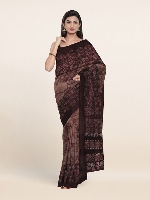 

Pothys Brown Batik Print Jute Cotton Saree