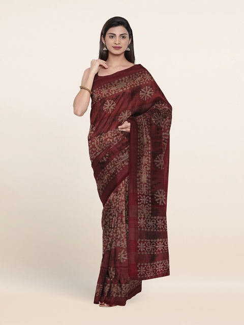 

Pothys Mauve & Beige Batik Jute Cotton Saree