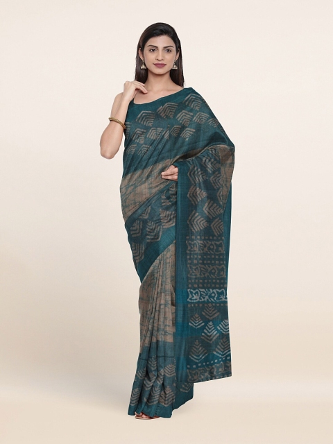 

Pothys Green & White Geometric Printed Jute Cotton Saree