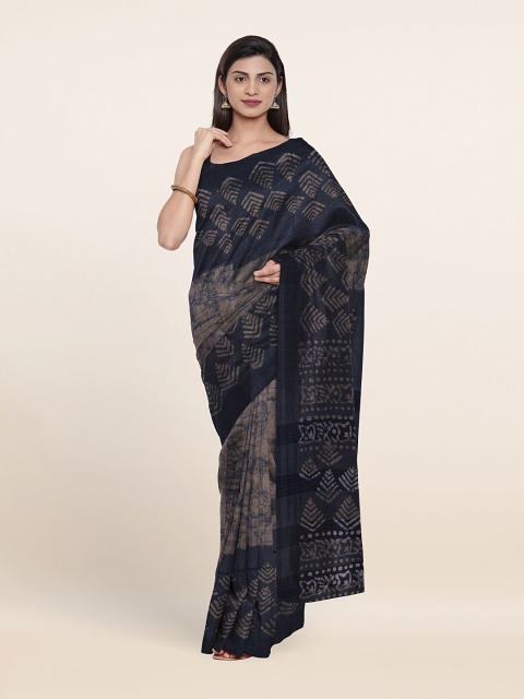

Pothys Blue Floral Jute Cotton Saree