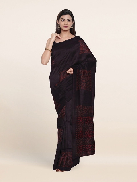 

Pothys Purple & Red Batik Jute Cotton Saree