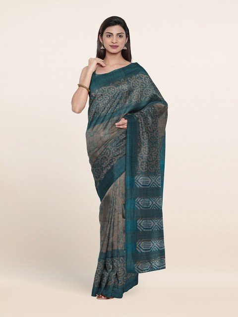 

Pothys Green & White Jute Cotton Saree