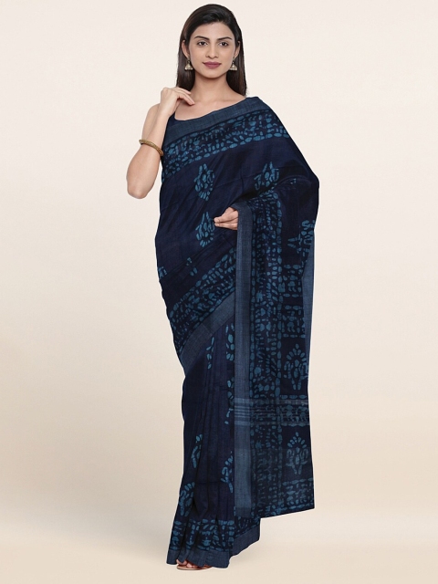 

Pothys Blue Batik Jute Cotton Saree