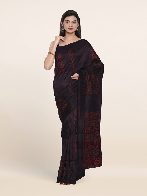 

Pothys Purple & Red Floral Jute Cotton Saree