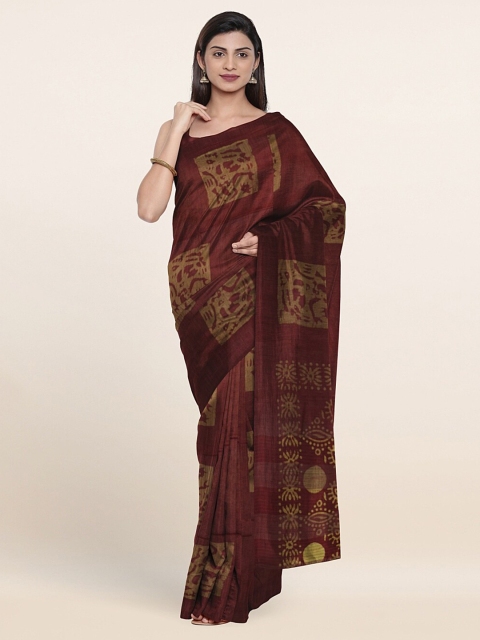 

Pothys Maroon & Green Jute Cotton Saree