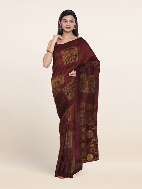 

Pothys Maroon & Green Jute Cotton Saree