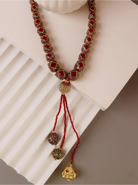 

CURIO COTTAGE Gold-Toned & Red Gold-Plated Handcrafted Necklace