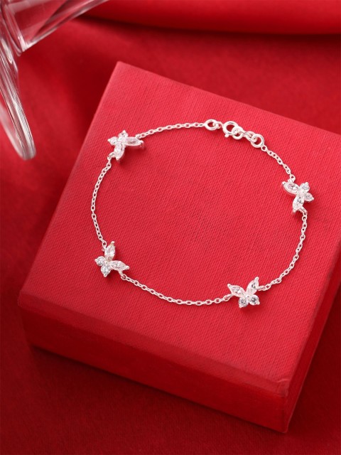 

Hiara Jewels Women Silver & White Cubic Zirconia Rhodium-Plated Charm Bracelet