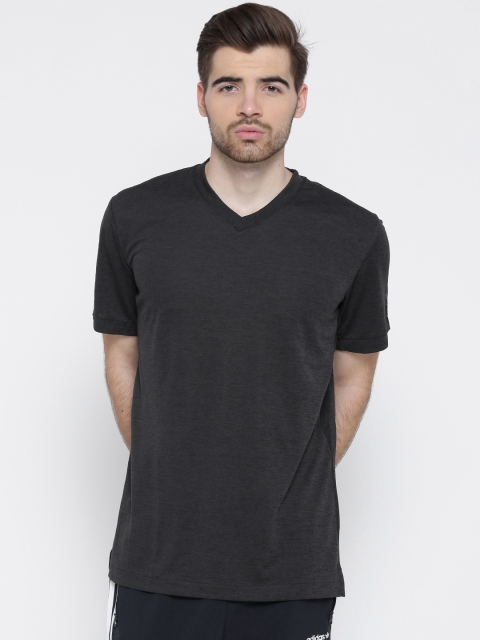 

ADIDAS Men Charcoal Grey Uncontrol Clima ChillSolid V-Neck T-shirt