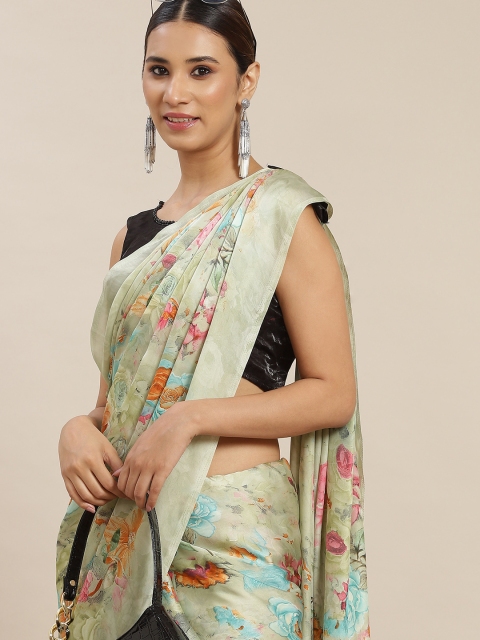 

Tikhi Imli Green Floral Satin Saree