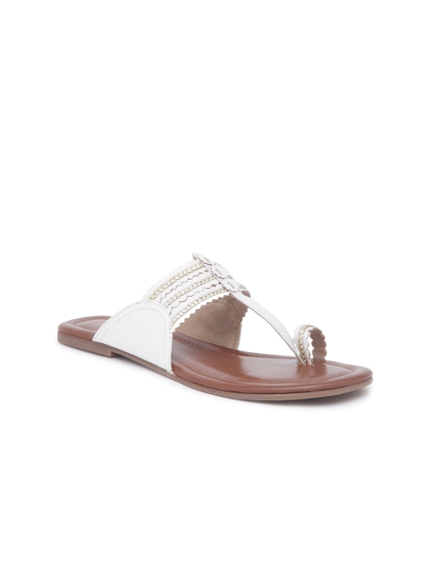 

Holii Women White Ethnic One Toe Flats