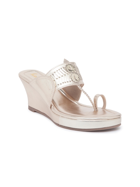 

Holii Gold-Toned Leather Ethnic Wedge Sandals