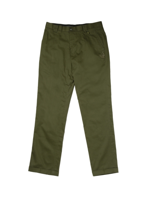 

YWC Men Olive Green Regular Fit Solid Chinos