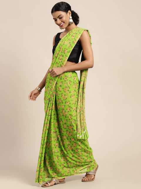 

KALINI Green & Mustard Floral Saree