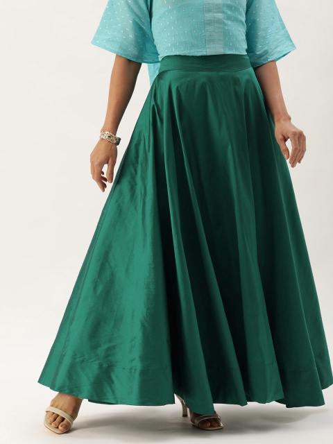 

SWAGG INDIA Women Green Solid Lehenga Skirt