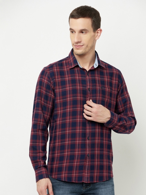 

METTLE Men Maroon Tartan Checks Checked Casual Shirt