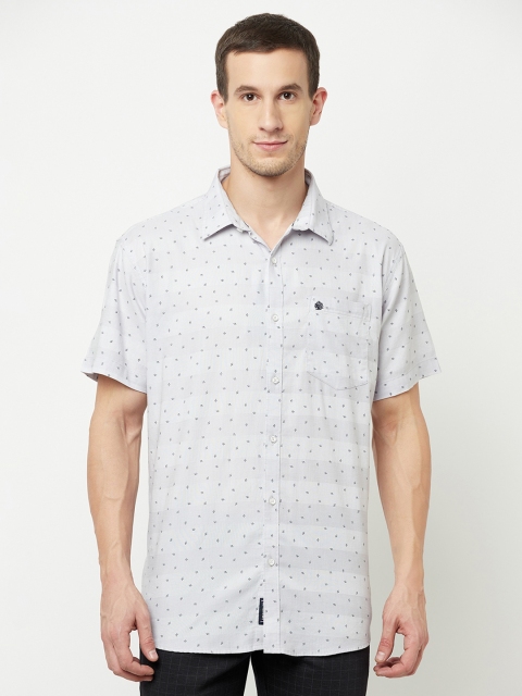 

METTLE Men Grey Printed Casual Shirt
