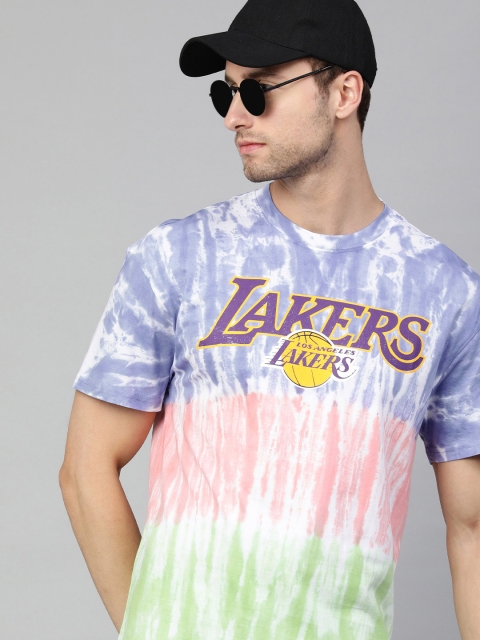 

NBA Men Purple & Pink Brand Logo Los Angeles Lakers Printed Loose T-shirt