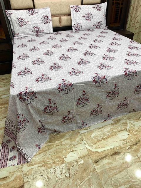 

Pure Decor Purple & Red 400 TC King Ethnic Motifs Cotton Bedsheet with 2 Pillow Covers