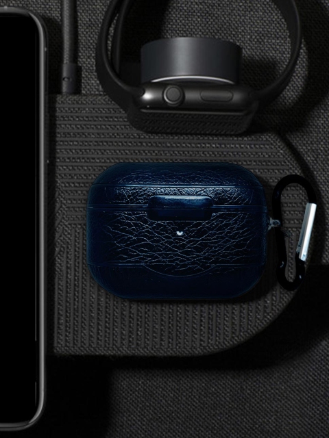 

macmerise Blue Textured Leather AirPods Pro Earbuds Case