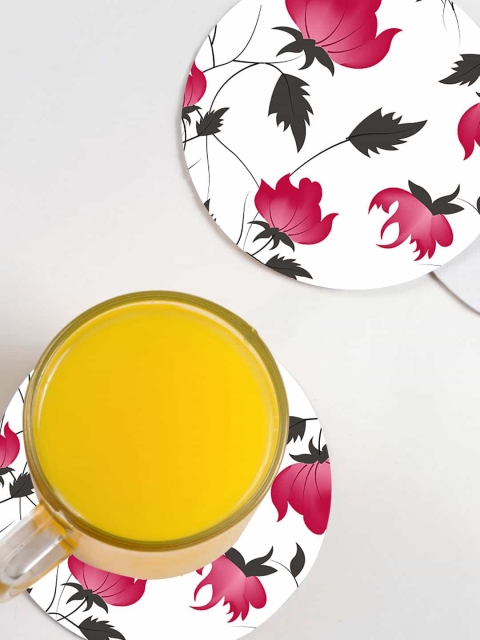 

macmerise White & Pink Printed Coaster