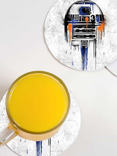 

macmerise White Astro Droid Printed Coaster